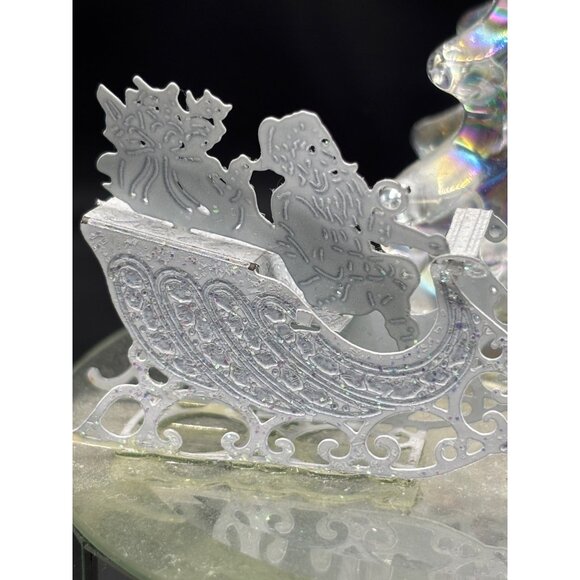 Vintage Acrylic Christmas Tree With Santa Sleigh Music Box Decoration Winter Won - Picture 8 of 9